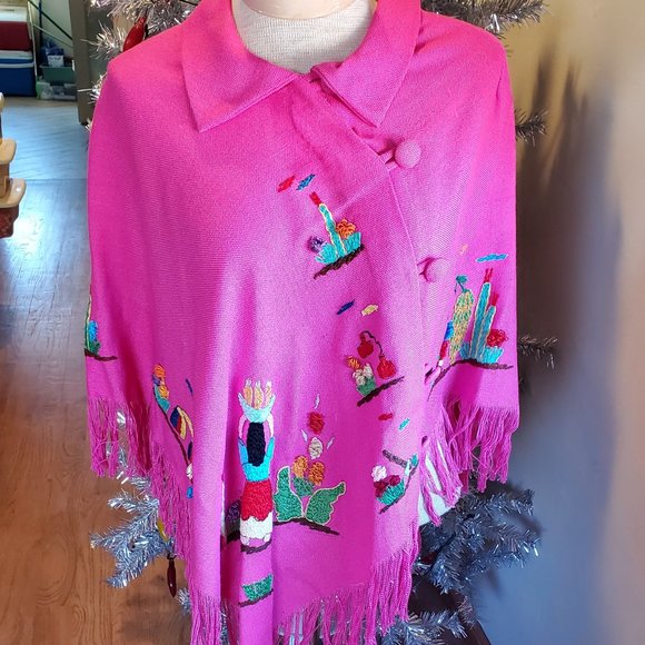Vintage wool, Hand Embroidered poncho - Picture 1 of 8